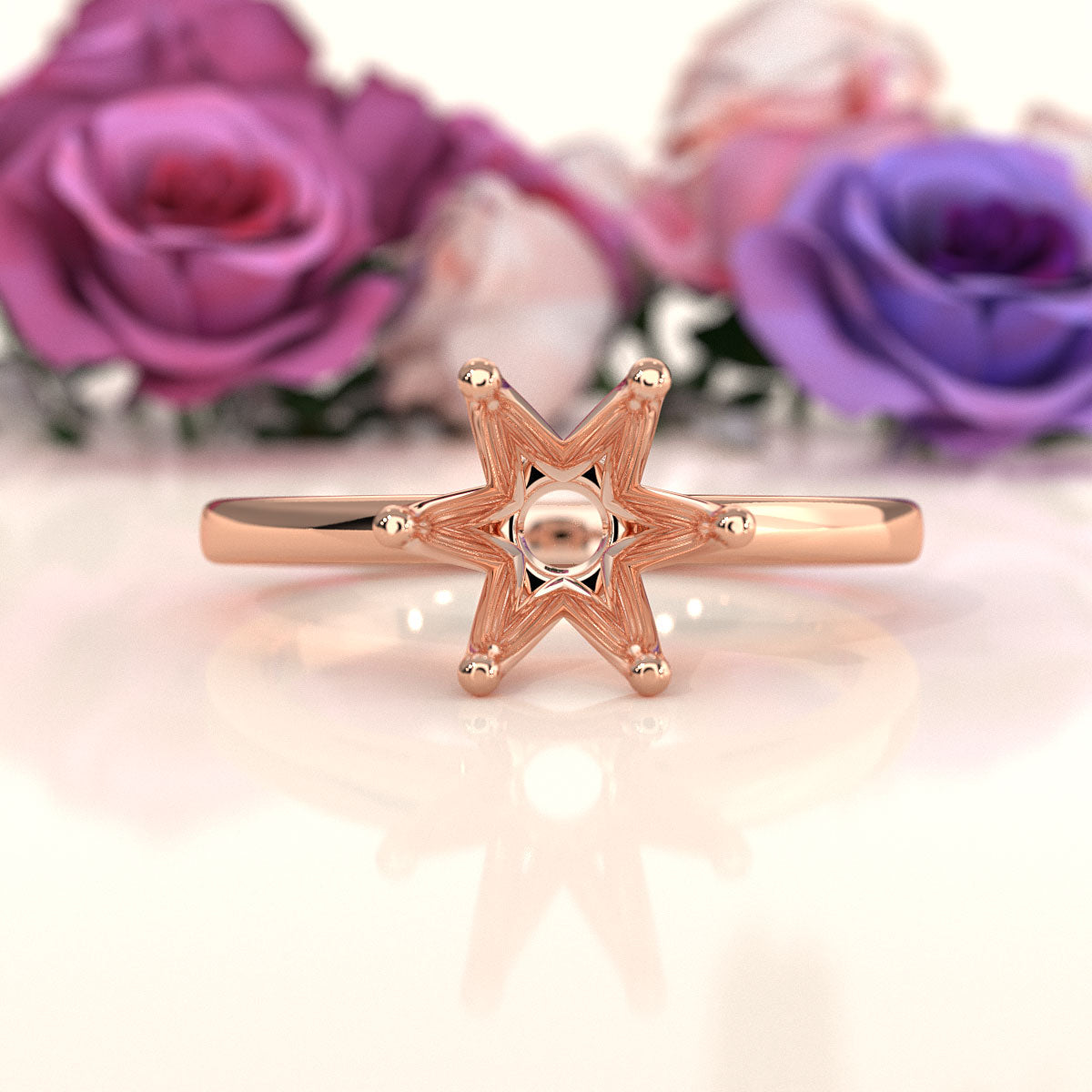 4.5g Six Prong Set Solitaire Style Engagement Setting Semi Mount Ring